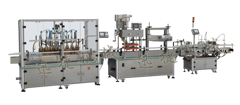 灌裝機+全自動(dòng)封蓋機（自動(dòng)理蓋，自動(dòng)扣蓋，自動(dòng)旋壓蓋）+貼標機